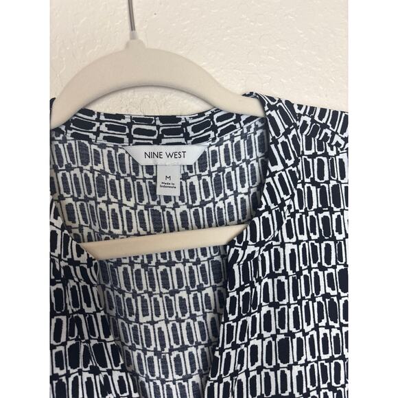 Nine West Black and White Geometric Tiered Mini Dress Size Medium - Picture 5 of 7